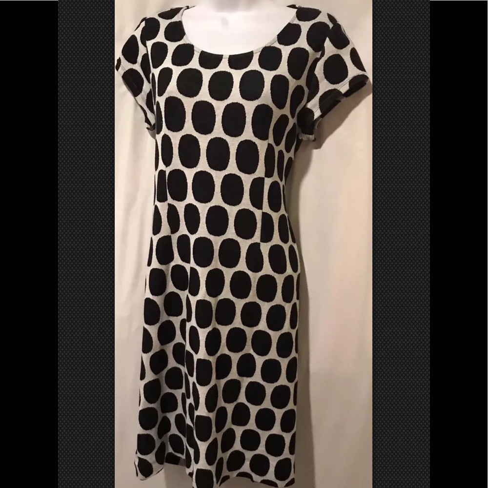 DONCASTER Dress Knit Black White Collection Polka Dot Sweater Knit Cotton - Picture 5 of 8